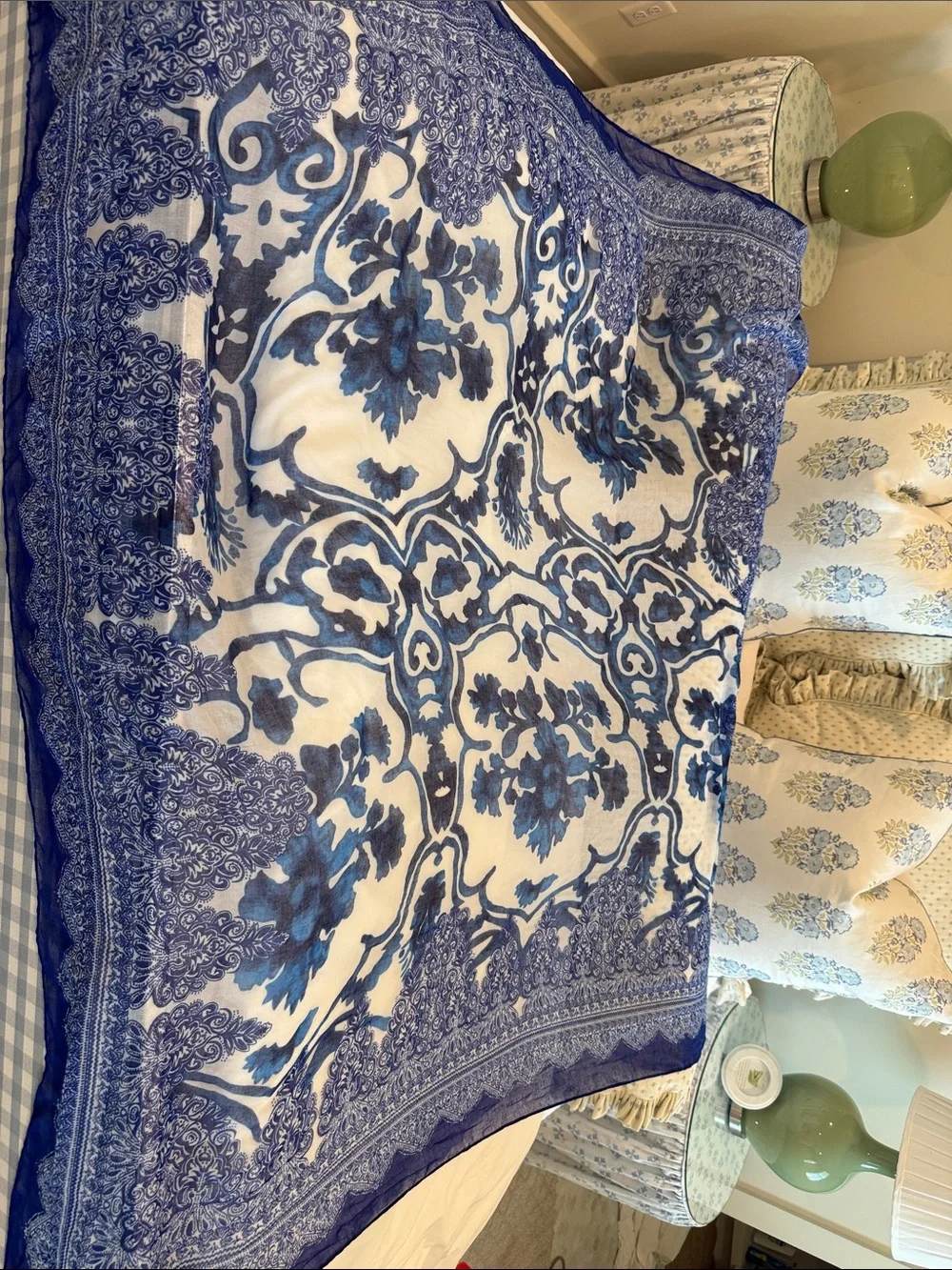 Lightweight Blue Patterned Women's Scarf